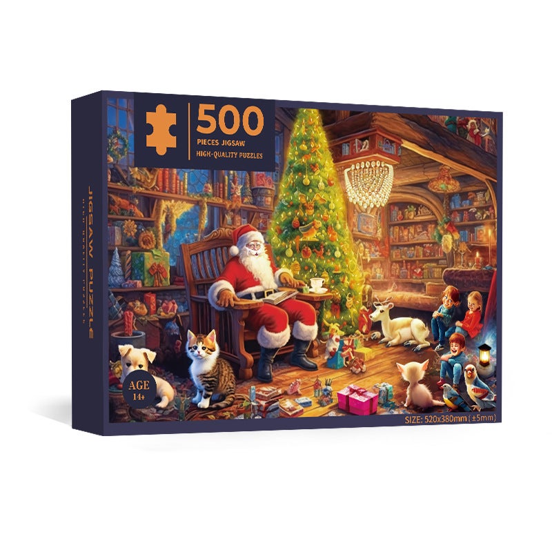Christmas Series White Card Puzzle 52*38Cm 500 Piece Puzzle Paper Toy Source Manufacturer Spot Puzzle - Image 4